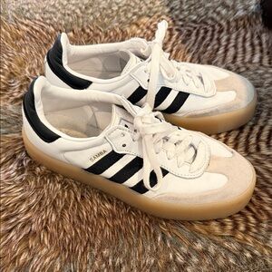 Adidas Samba White and Black with Gum Sole women’s